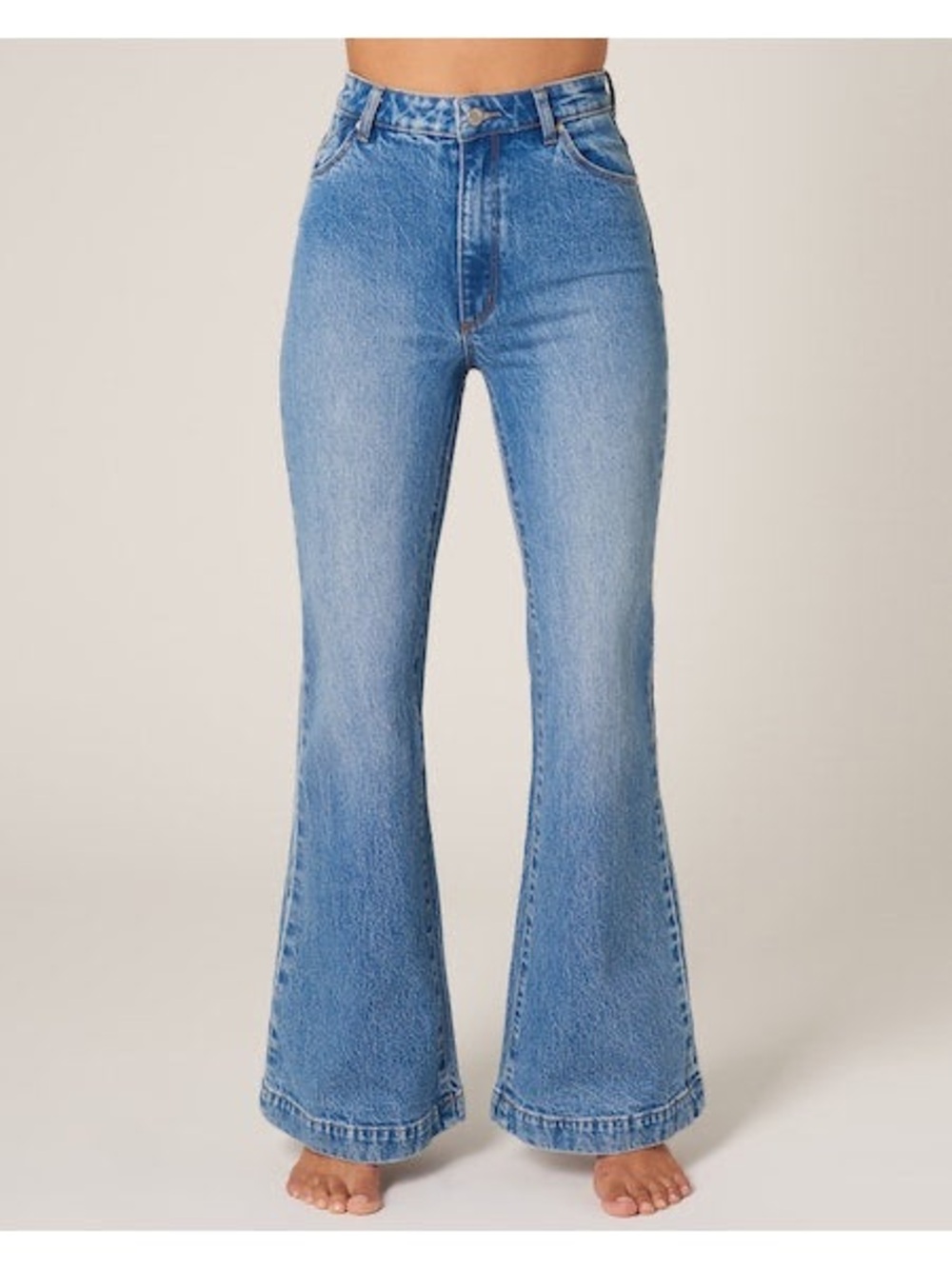 Rollas Eastcoast Flare Mid Blue Wash - Size 30